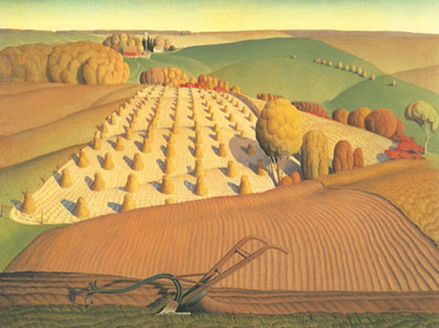 Grant Wood Labourage d'automne reproduction-de-tableau