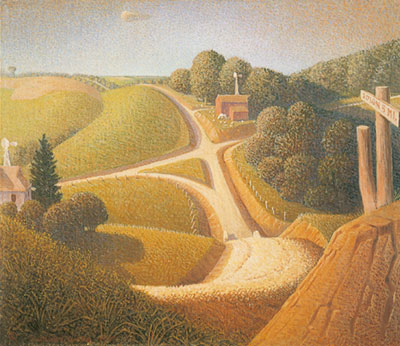 Grant Wood Nouvelle route reproduction-de-tableau