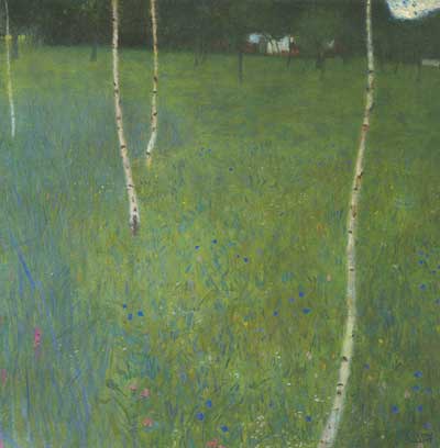 Gustave Klimt Ferme avec des arbres de bouleau reproduction-de-tableau