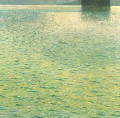 Gustave Klimt île dans l'Attersee reproduction-de-tableau