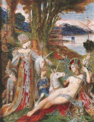 Gustave Moreau Les licornes reproduction-de-tableau