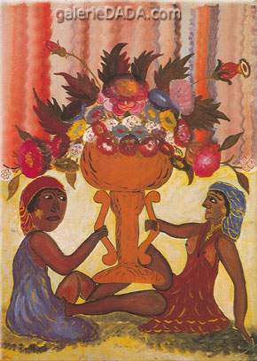 Hector Hyppolite Deux prêtresses avec vase reproduction-de-tableau