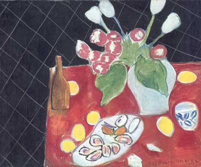 Henri Matisse Tulipes et coquillages sur fond sombre reproduction-de-tableau