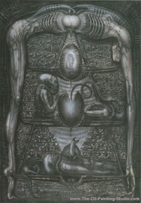 HR Giger Les hiéroglyphes reproduction-de-tableau