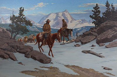 Irvin Shorty Shope Twix Beaver Stream et Trading Post reproduction-de-tableau