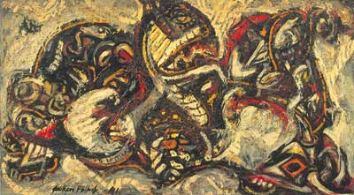 Jackson Pollock Composition avec des formes masquées reproduction-de-tableau