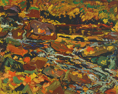 James E. H. MacDonald Feuilles dans le ruisseau reproduction-de-tableau