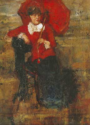 James Ensor La Dame au parasol rouge reproduction-de-tableau