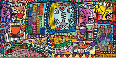 James Rizzi C'est tellement agréable d'être Nice reproduction-de-tableau