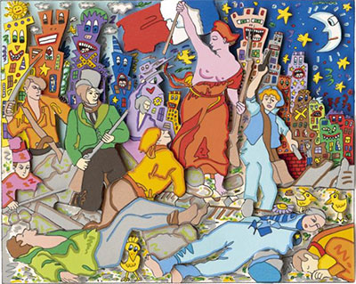 James Rizzi La liberté qui conduit le peuple reproduction-de-tableau