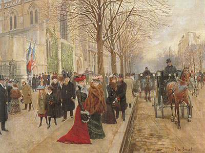 Jean Beraud Après le service religieux reproduction-de-tableau