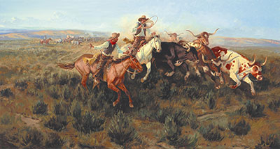 Joe Beeler Le long du Chisholm Trail reproduction-de-tableau