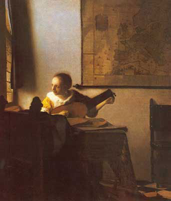 Johannes Vermeer Femme avec un luth reproduction-de-tableau