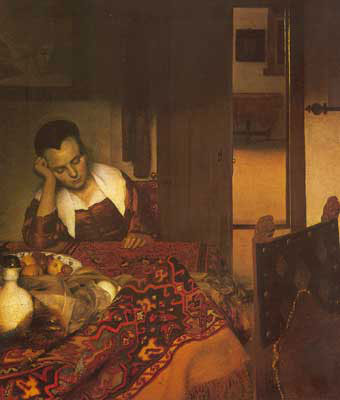 Johannes Vermeer Une fille endormie reproduction-de-tableau