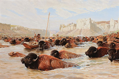 John Clymer Buffalo Crossing reproduction-de-tableau