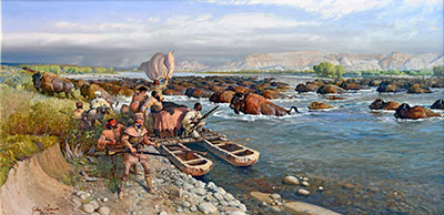 John Clymer Capitaine Clark Buffalo Gangue reproduction-de-tableau