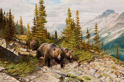 John Clymer Famille de l'ours reproduction-de-tableau