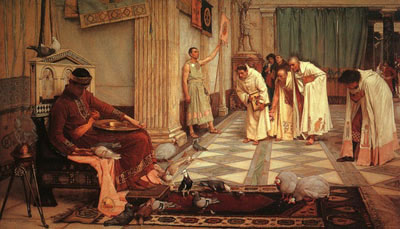 John William Waterhouse Les favoris de l'empereur Honorius reproduction-de-tableau