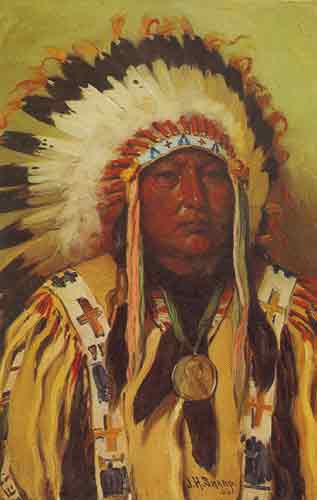 Joseph Henry Sharp Chef Elk tacheté Sioux reproduction-de-tableau