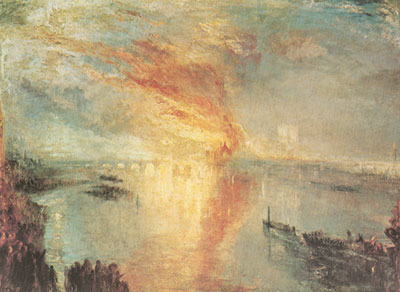 Joseph Mallord William Turner L'incendie des maisons des seigneurs reproduction-de-tableau