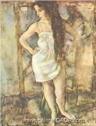 Jules Pascin Jeune fille debout reproduction-de-tableau