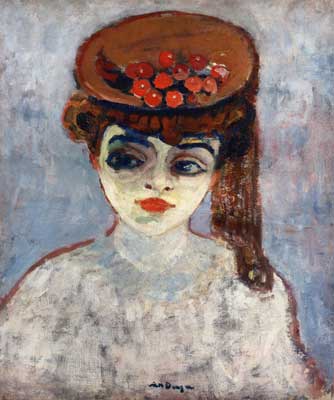 Kees van Dongen Chapeau avec cerises reproduction-de-tableau