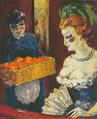 Kees van Dongen Femme et vendeur orange reproduction-de-tableau