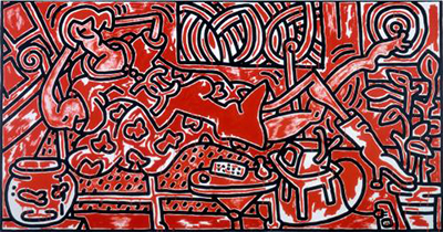 Keith Haring Chambre rouge reproduction-de-tableau