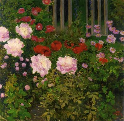 Koloman Moser Fleurs fleuries avec Garden Fence reproduction-de-tableau