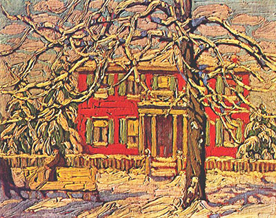 Lawren Harris Red House Winter reproduction-de-tableau