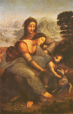 Leonardo Da Vinci La Vierge et l'enfant avec Sainte Anne reproduction-de-tableau