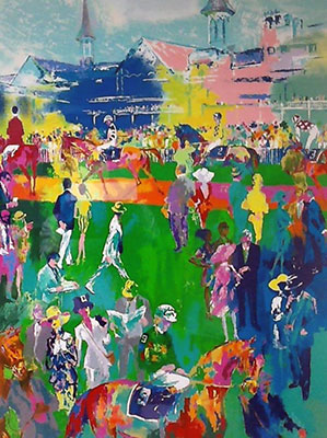 Leroy Neiman Derby Day Paddock reproduction-de-tableau