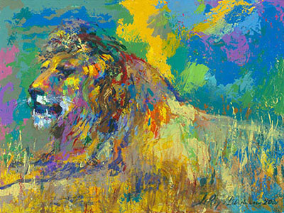 Leroy Neiman Lion au repos reproduction-de-tableau