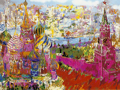 Leroy Neiman Panorama de la place Rouge reproduction-de-tableau