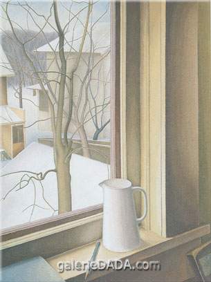 Lionel FitzGerald D'une fenêtre d'hiver à l'étage reproduction-de-tableau