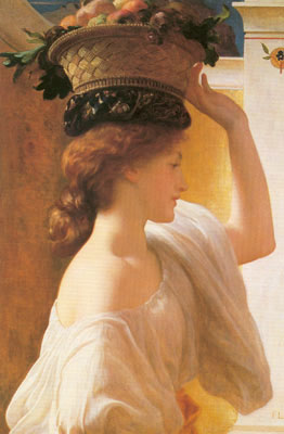 Lord Frederic Leighton Eucharis une fille avec un panier de fruits reproduction-de-tableau