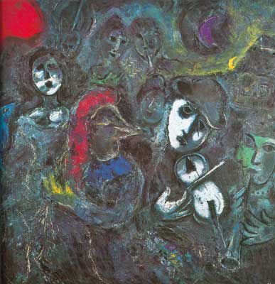 Marc Chagall Clowns la nuit reproduction-de-tableau