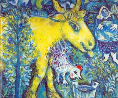 Marc Chagall La cour de la ferme reproduction-de-tableau