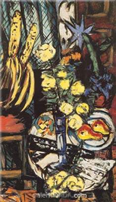 Max Beckmann Nature morte avec les roses jaunes reproduction-de-tableau