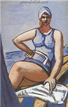 Max Beckmann Quappi en bleu dans un bateau reproduction-de-tableau