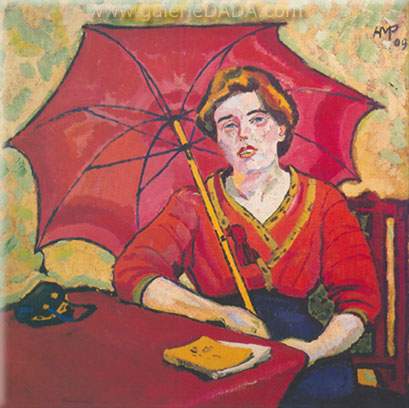 Max Pechstein Fille en rouge avec parasol reproduction-de-tableau