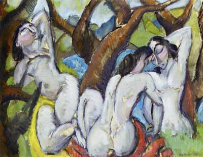 Max Weber Trois nus dans une forêt reproduction-de-tableau