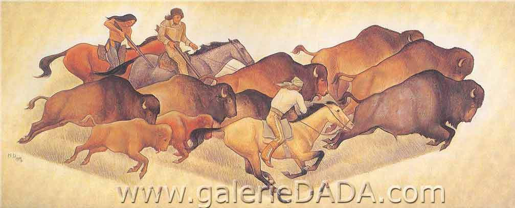 Maynard Dixon Chasse au bison reproduction-de-tableau