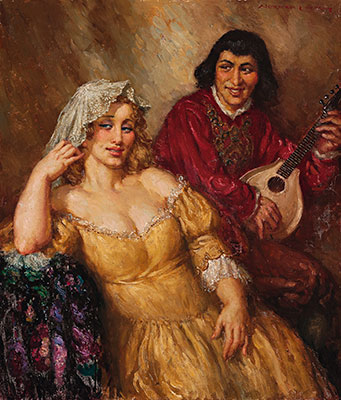 Norman Lindsay Dame et troubadour reproduction-de-tableau