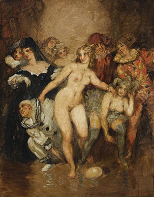 Norman Lindsay Pierrot et Arlequin reproduction-de-tableau