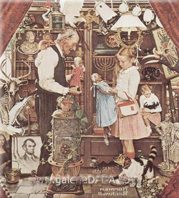 Norman Rockwell Boutique Curiosity reproduction-de-tableau