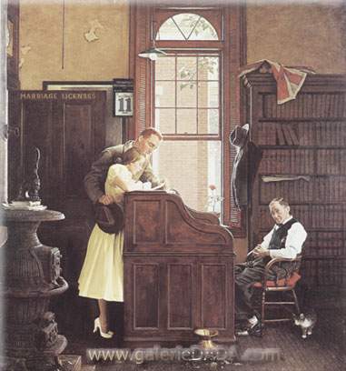 Norman Rockwell La licence de mariage reproduction-de-tableau