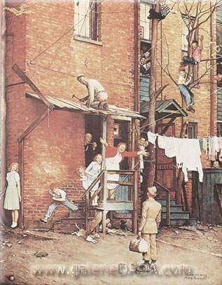 Norman Rockwell Le retour à la maison reproduction-de-tableau