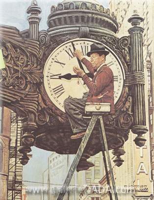 Norman Rockwell L'horloge Mender reproduction-de-tableau