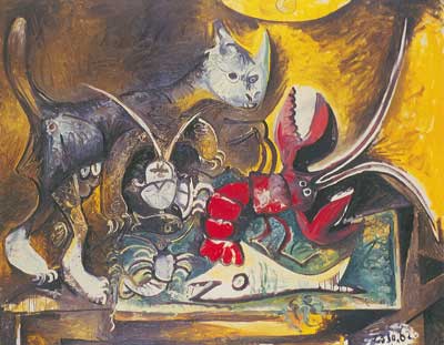 Pablo Picasso Nature morte avec un chat reproduction-de-tableau